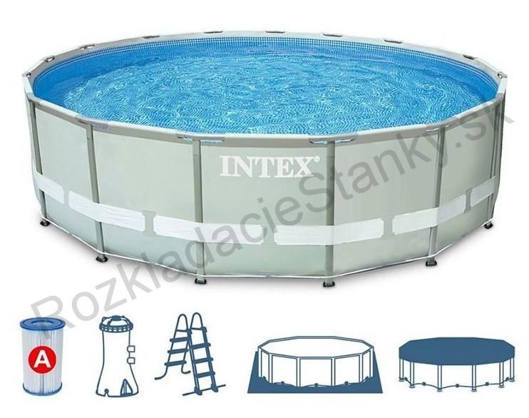 bazén s konštrukciou a filtráciou 427cm x 107cm šedý