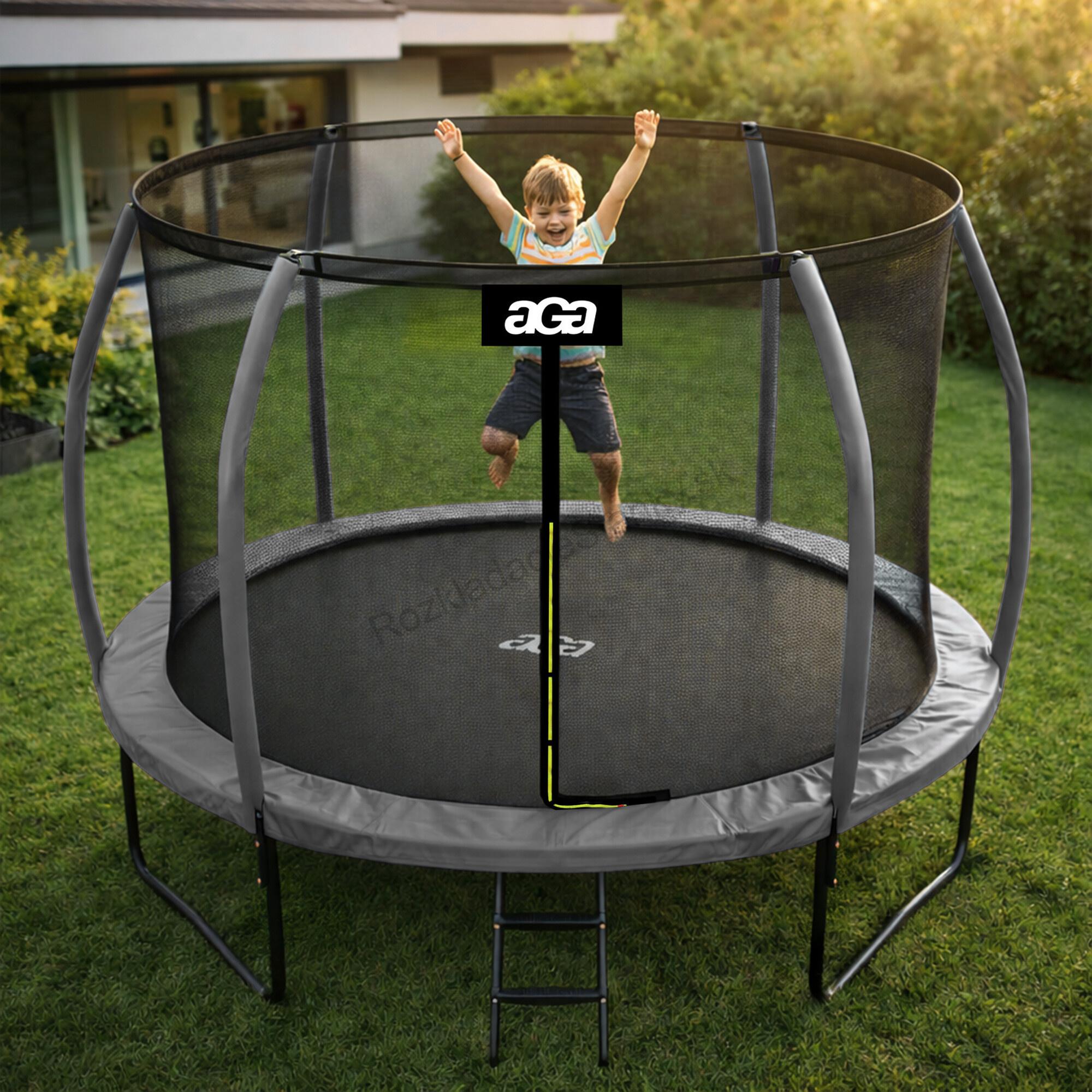 Trampolína 305 cm Aga SPORT EXCLUSIVE Šedá + ochranná sieť + rebrík