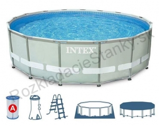 bazén s konštrukciou a filtráciou 457cm x 107cm šedý
