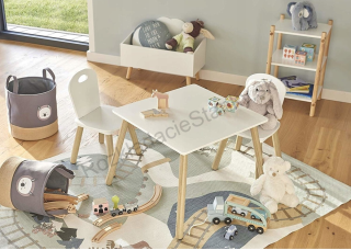 Detský set stôl a 2ks stoličiek-drevo biela
